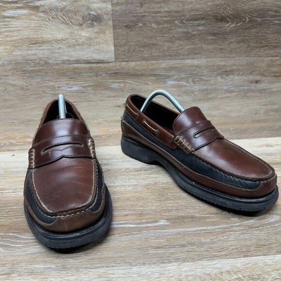 Bass Birchwood Brown/Black Leather Penny Loafers Men's Size 10.5 - Picture 6 of 6